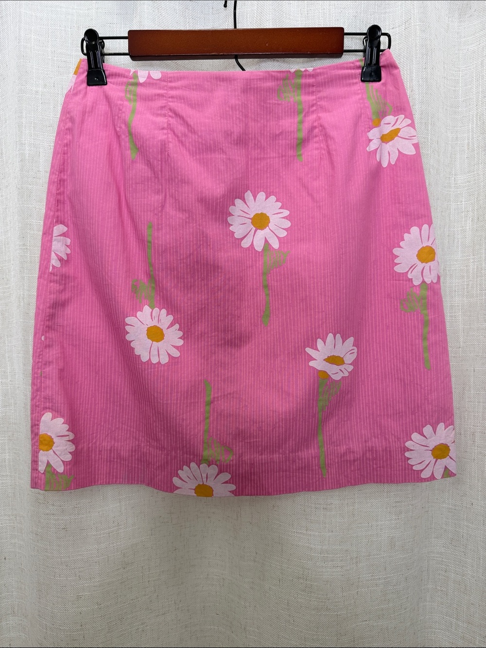 Lilly Pulitzer Vintage Pink Daisy Print A-Line Skirt Size 2 Excellent Condition